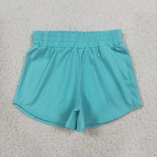 SS0904 Solid Blue Green Girls Yoga Shorts 202608 RTS