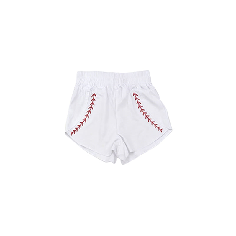 MOQ 5 PCS Preorder SS0910 Baseball Print White Girls Yoga Shorts 202604