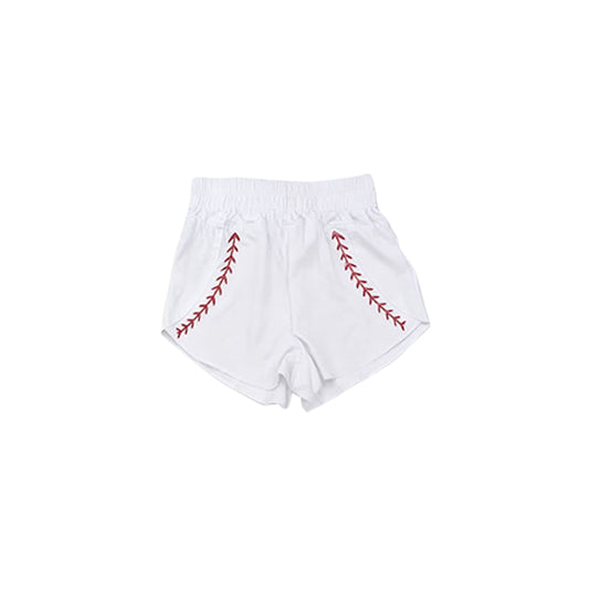 MOQ 5 PCS Preorder SS0910 Baseball Print White Girls Yoga Shorts 202604