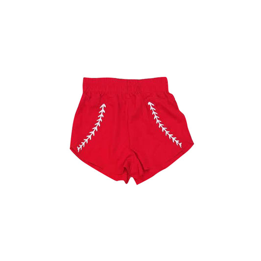 MOQ 5 PCS Preorder SS0911 Baseball Print Red Girls Yoga Shorts 202604