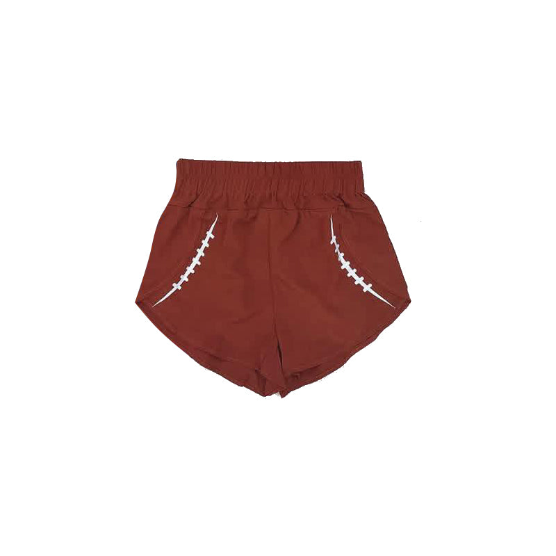 MOQ 5 PCS Preorder SS0913 Baseball Print Brown Girls Yoga Shorts 202604