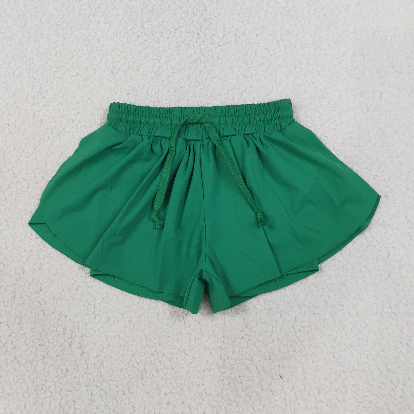 SS0938 Solid Color Green Yoga Girl's Shorts