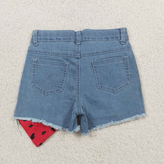 SS0948 Watermelon Print Blue Girls Denim Shorts 202605 RTS