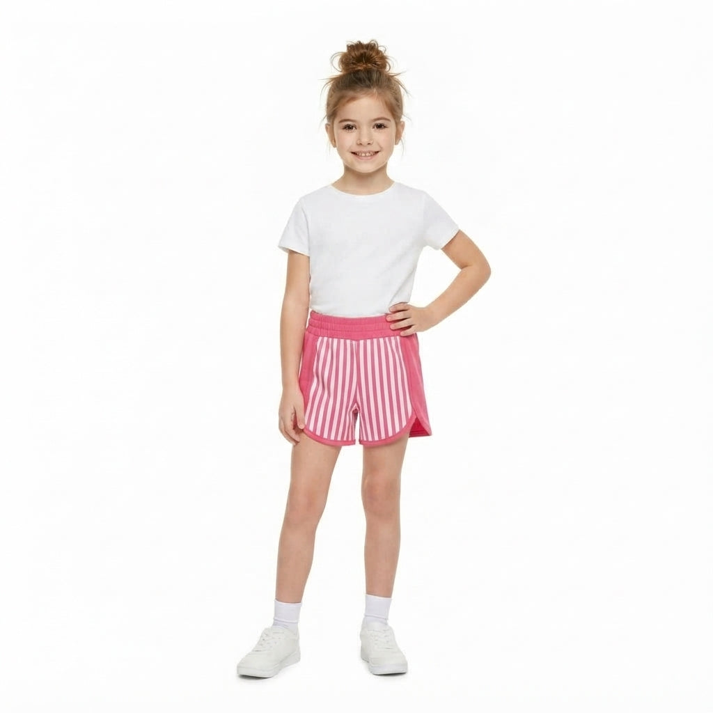 SS0949 Stripe Rose Red Yoga Girl's Shorts