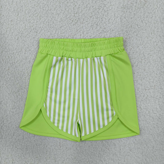 SS0952 Stripe Green Yoga Girl's Shorts