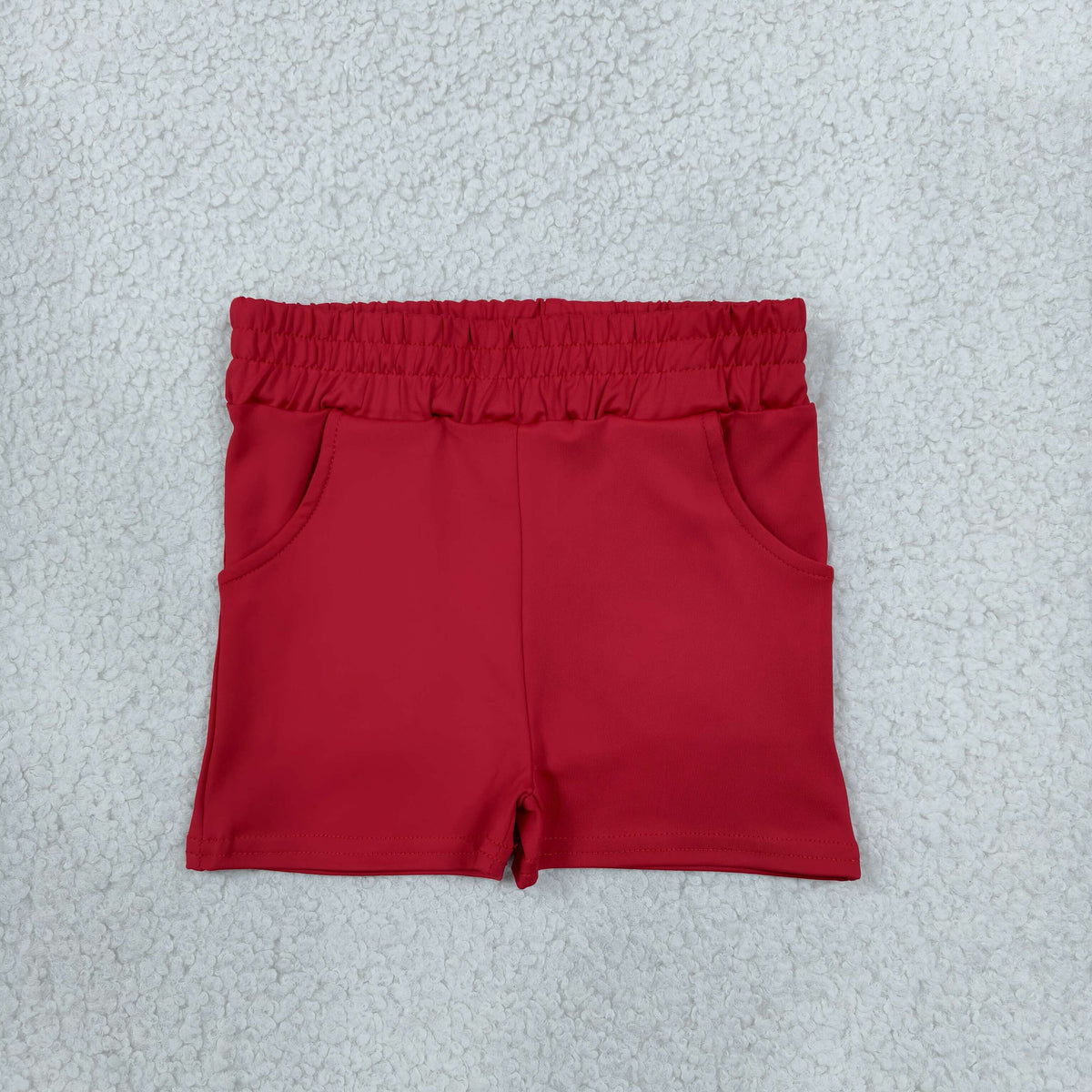 SS0960 Solid Red Yoga Girl's Shorts