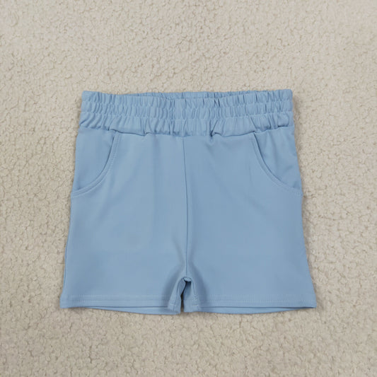 SS0961 Solid Blue Yoga Girl's Shorts