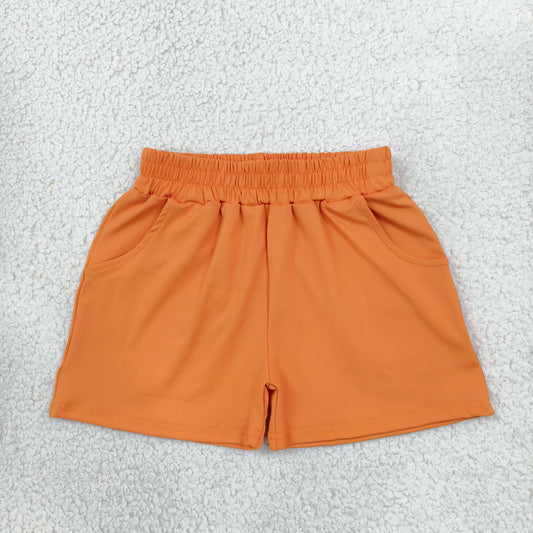 SS0980 Solid Orange Yoga Girl's Shorts