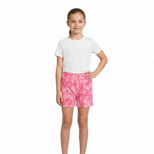 SS0993 Hunting Leaves Rose Red Girl's Shorts