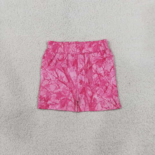 SS0993 Hunting Leaves Rose Red Girl's Shorts