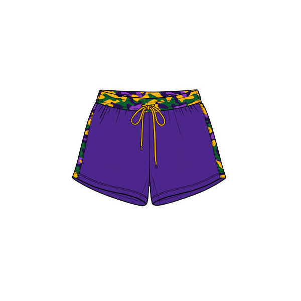 Preorder MOQ 5 pcs SS1013 Mardi Gras Camo Purple Boy's Shorts