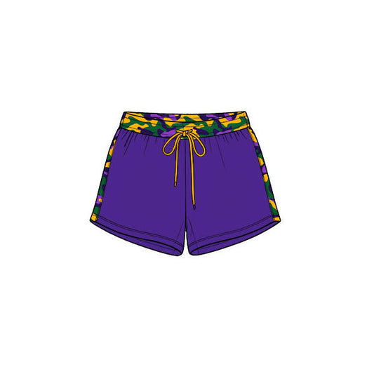 Preorder MOQ 5 pcs SS1013 Mardi Gras Camo Purple Boy's Shorts