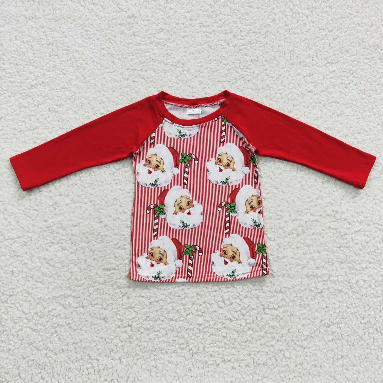 6 C6-8 Santa Red Christmas Girls Long Sleeve Top T-shirts