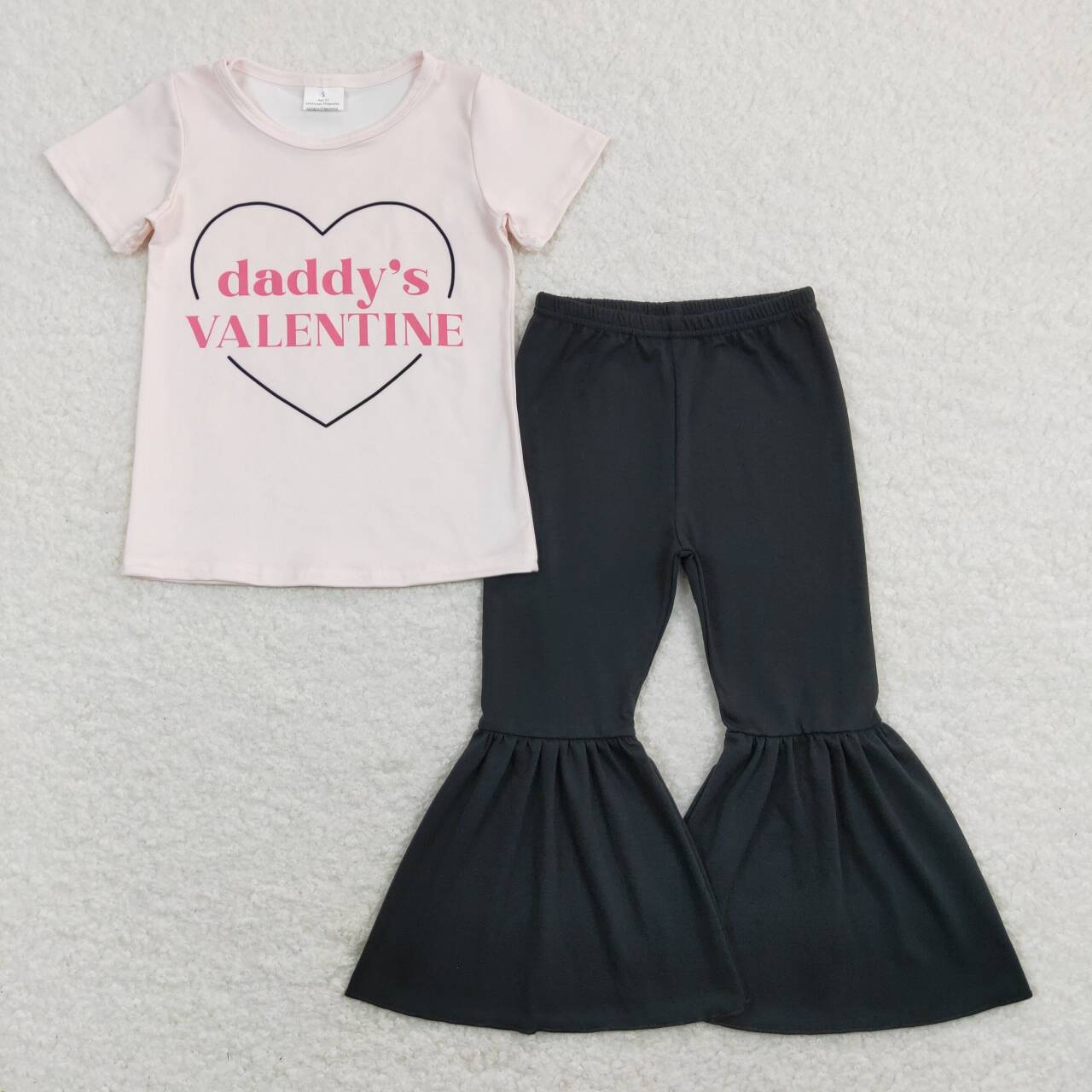 2Pcs P0422 Black  Girls Short Sleeve Pants Outfits