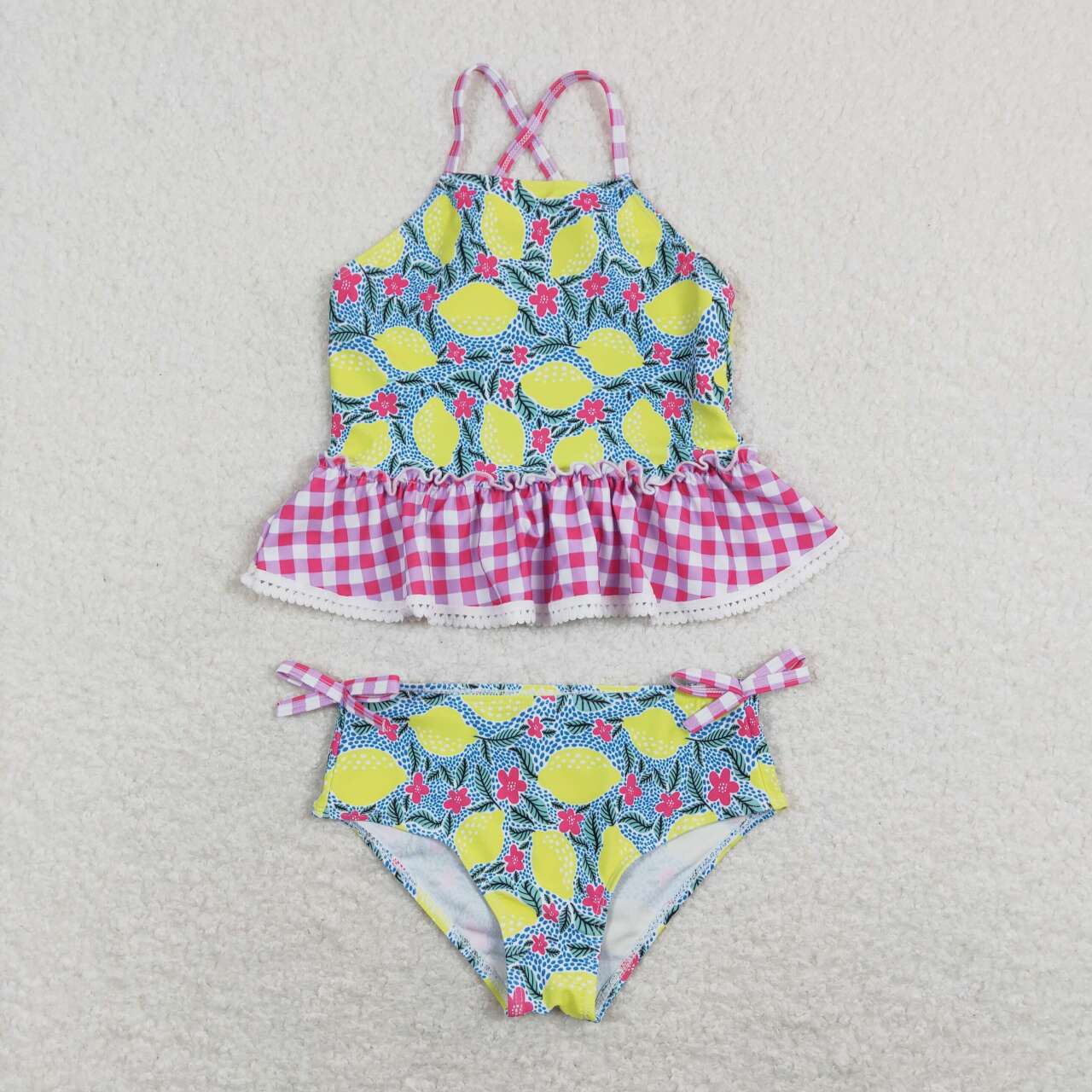 S0219 Blue Lemon Purple Girls Swimming Bathing Suits Swimsuits