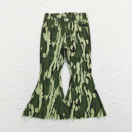 P0372 Green leopard Girls Denim Jeans