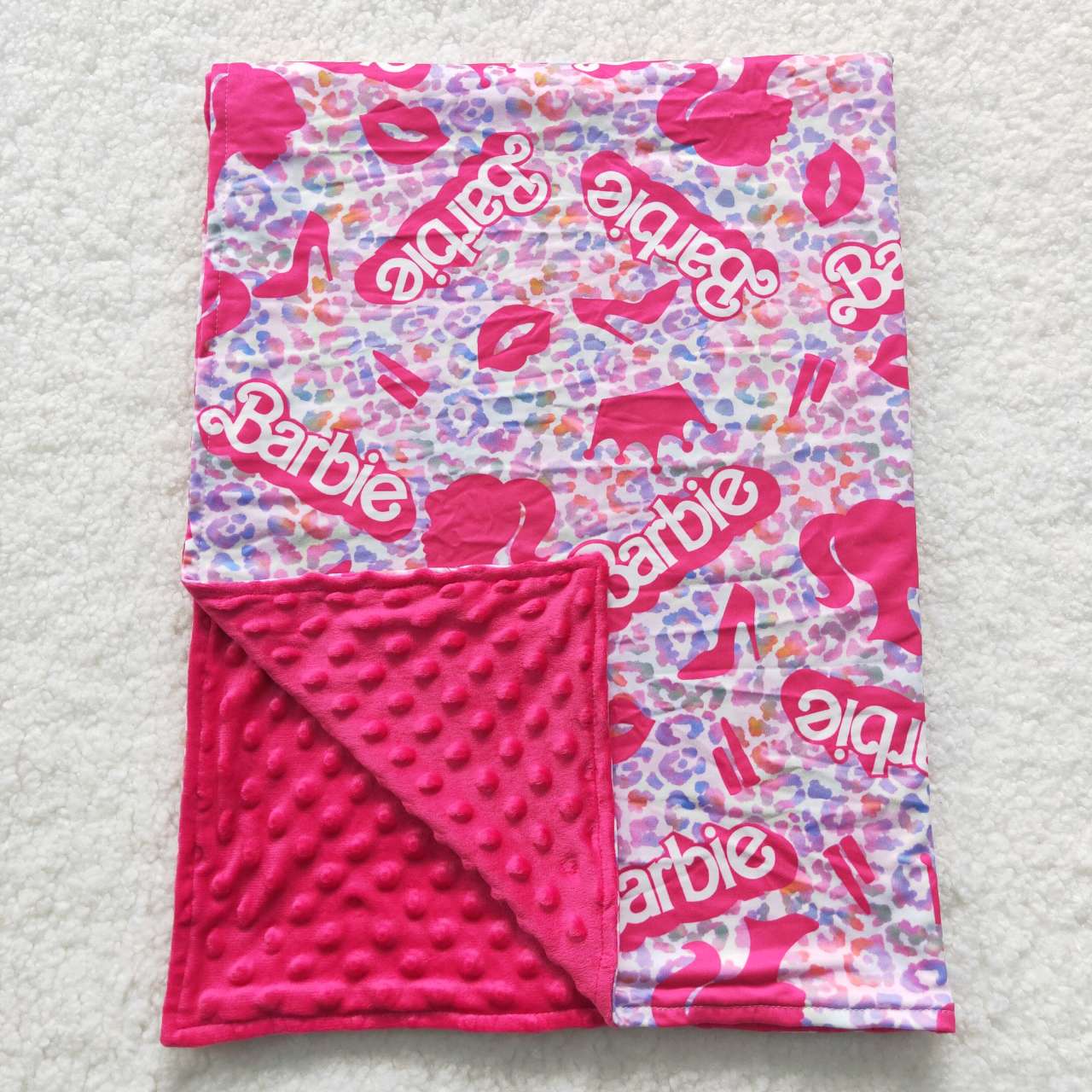 BL0053 Pink B Cartoon Print Blanket