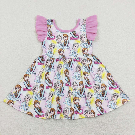 GSD0762  Pink princess   Girls Short Sleeve Dresses