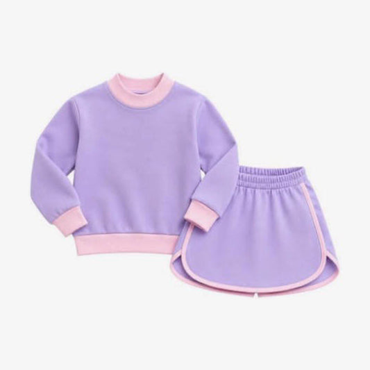 CUSTOM Pre-Order MOQ 3 PCS Pink Purple Long Sleeve Skirts Girls Outfit 202607 Sibling