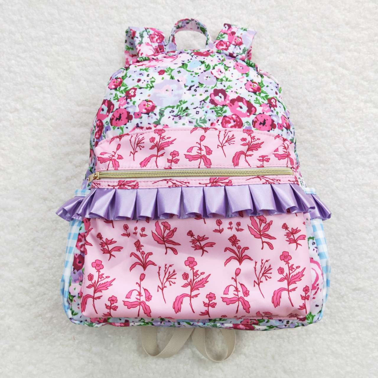 BA0099  Blue Pink Print Little Bag Bagpack