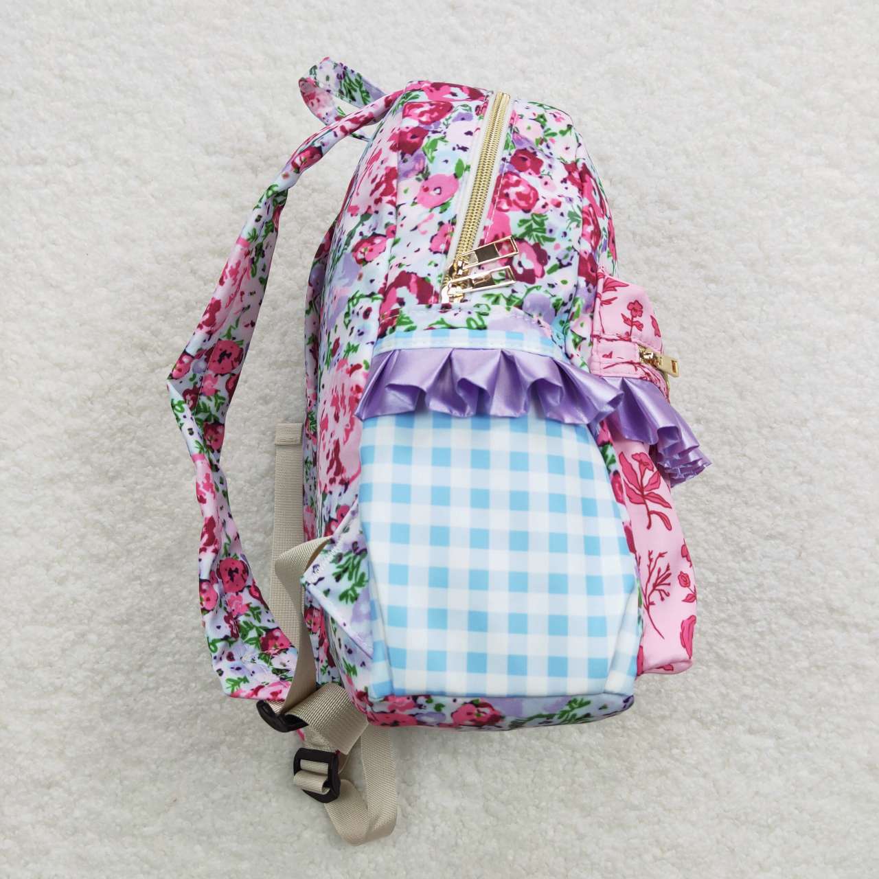 BA0099  Blue Pink Print Little Bag Bagpack