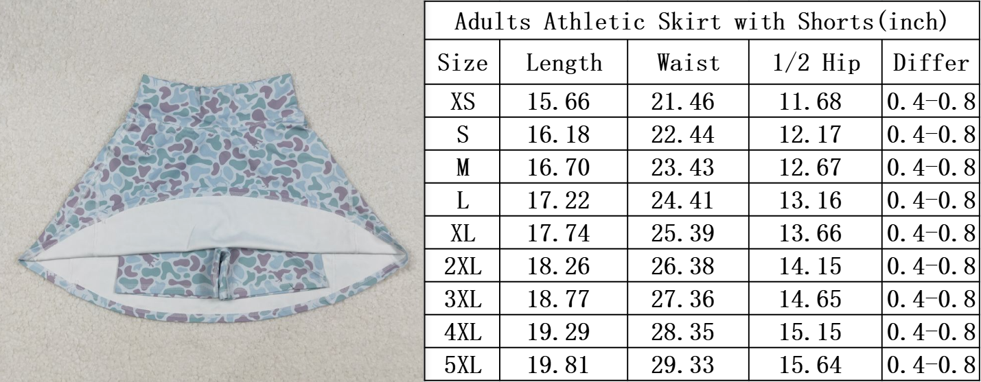 GLK0132 Adult Women Boutique Puppy Duck Light Green Camouflage Yoga Skirts 202509 RTS