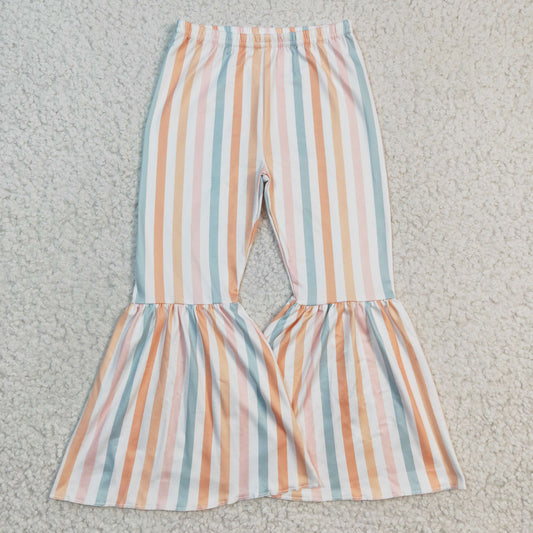 P0059 Orange Pink Stripes Print Girls Long Pants