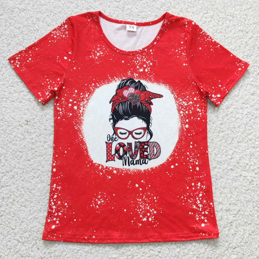 GT0120 Family Valentine Red Loved Mama  Girls Short Sleeve Top T-shirts