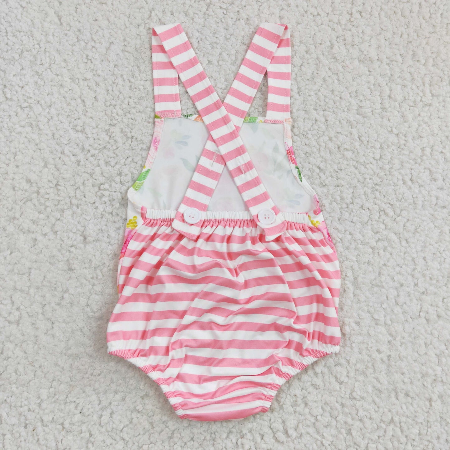 A17-9-2 Pink Floral Print Girls Sleeveless Romper