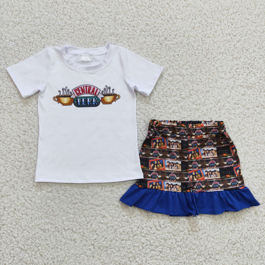 C3-2 Coffee  Girls Short Sleeve Shorts Outfits