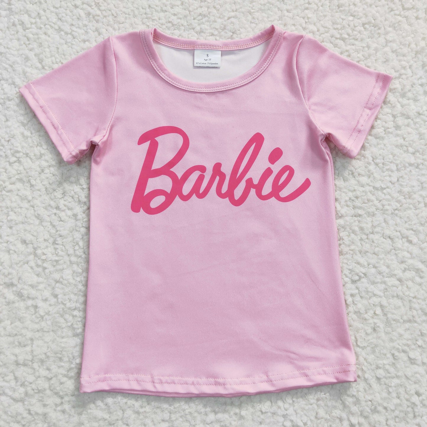 GT0151 Pink B Cartoon Girls Short Sleeve Top T-shirts