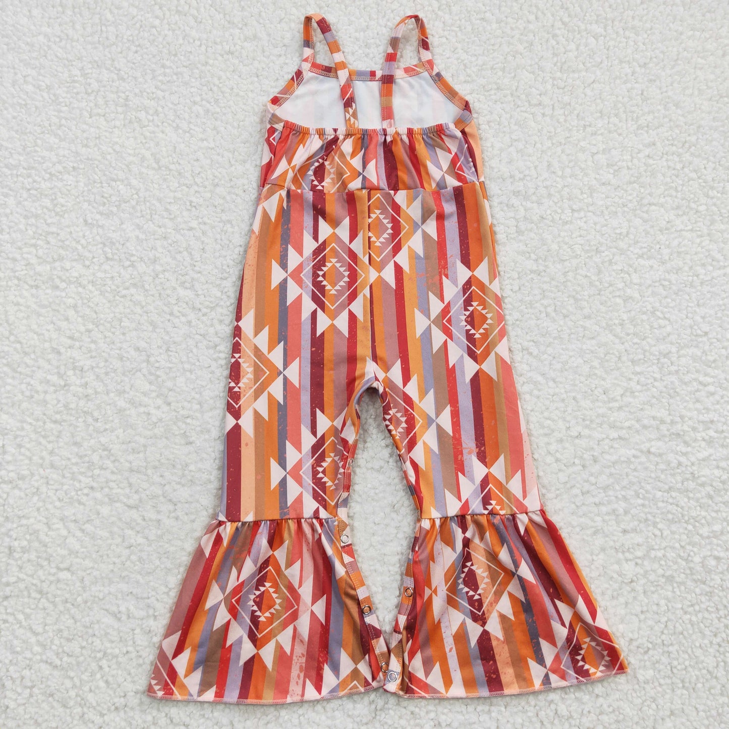 SR0252 Orange Western Girls Sleeveless Jumpsuit