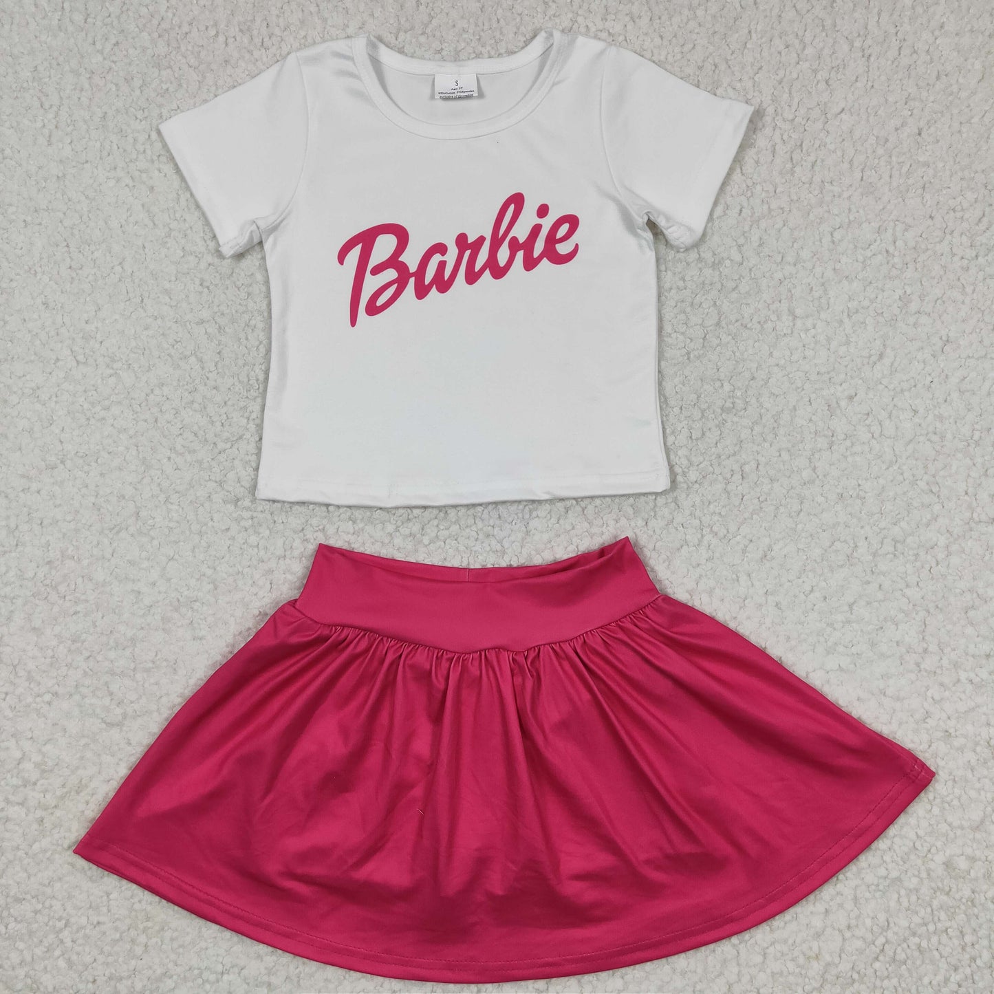 GSSO0280 Pink B Cartoon Girls Short Sleeve With Skirt Dresses Outfits