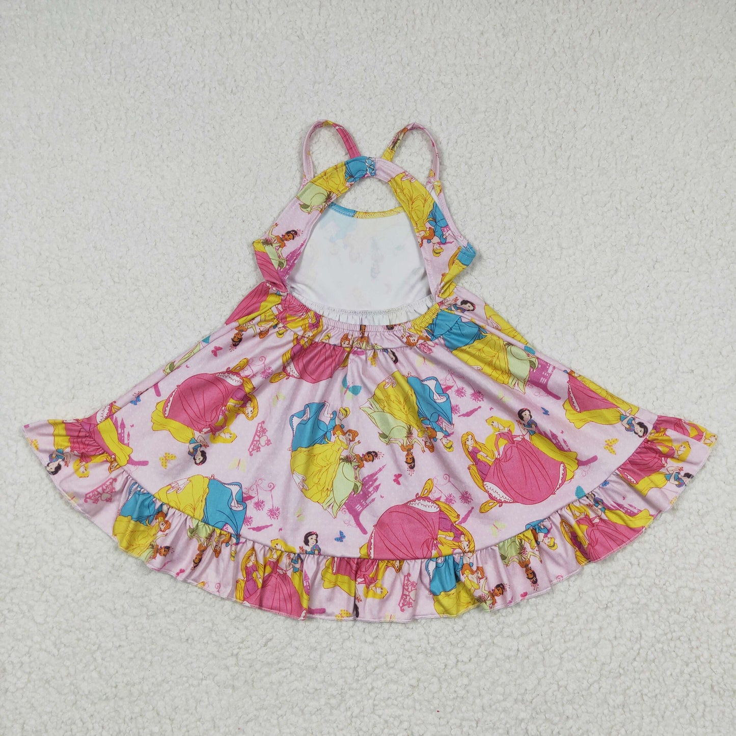 GSD0281 Pink Princess Cartoon Girls Short Sleeve Dresses