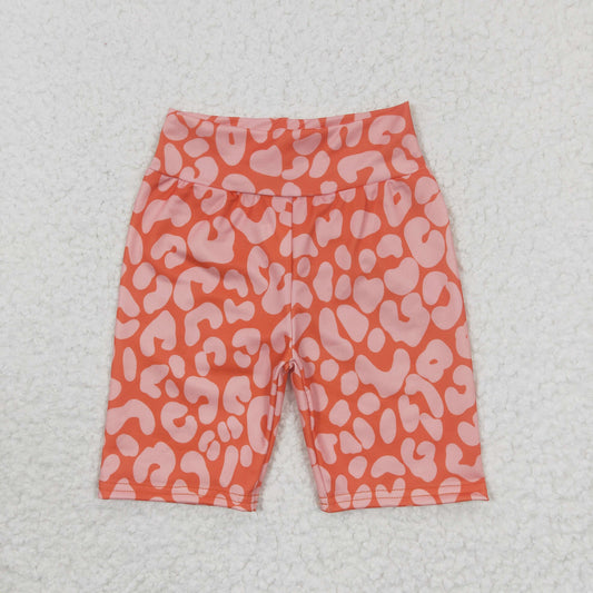 SS0035 Orange Leopard Boys Girls Biker Shorts