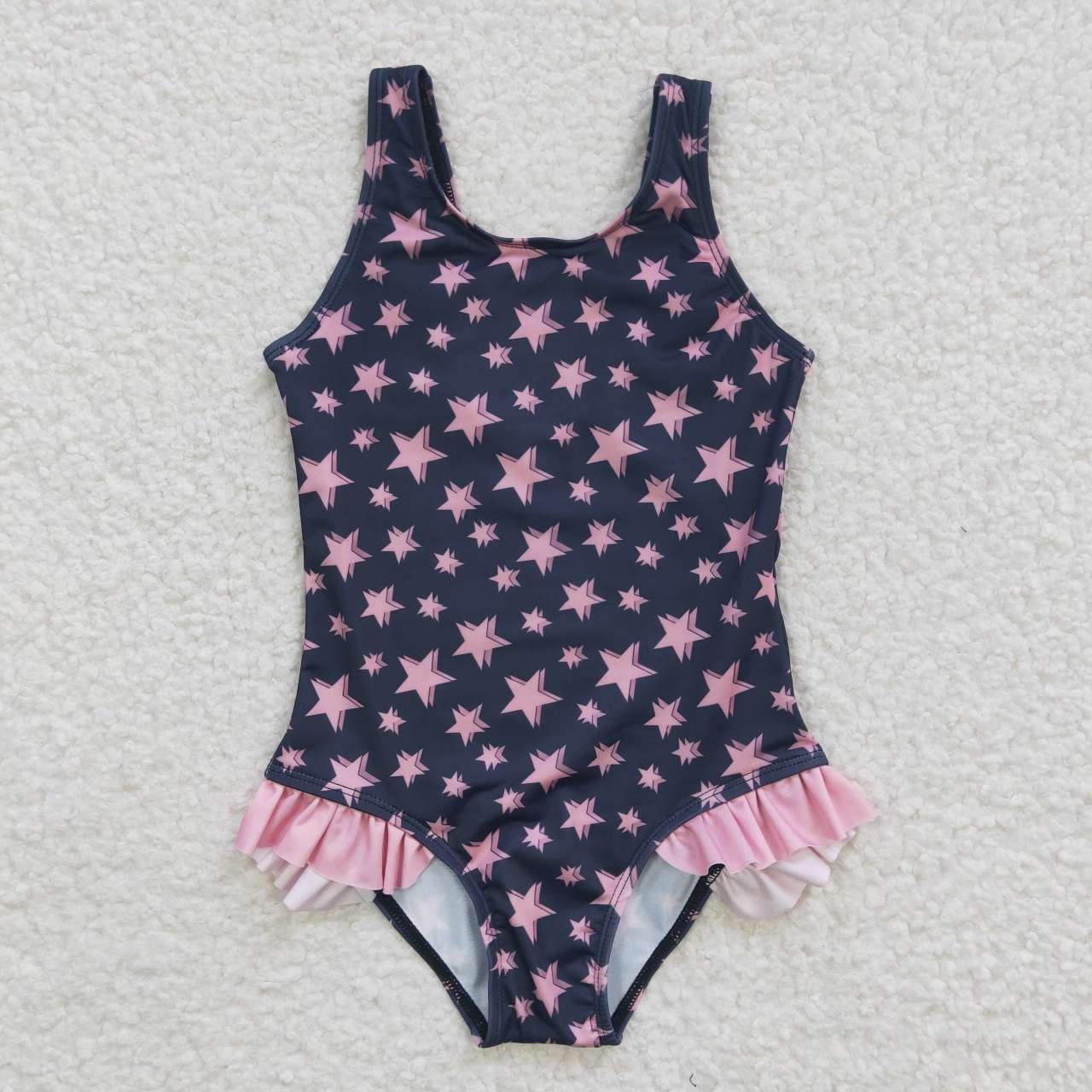 S0048 Pink Blue Star Girls Swimming Bathing Suits Swimsuits