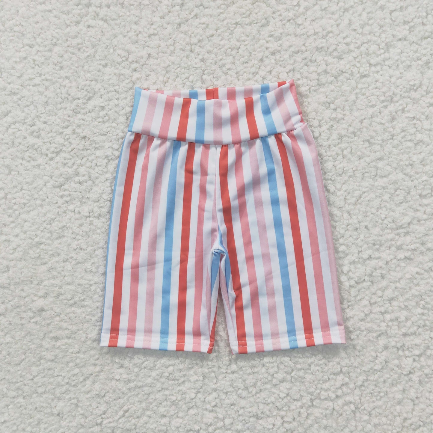 SS0030 Pink orange Blue Stripes Boys Girls Biker Shorts