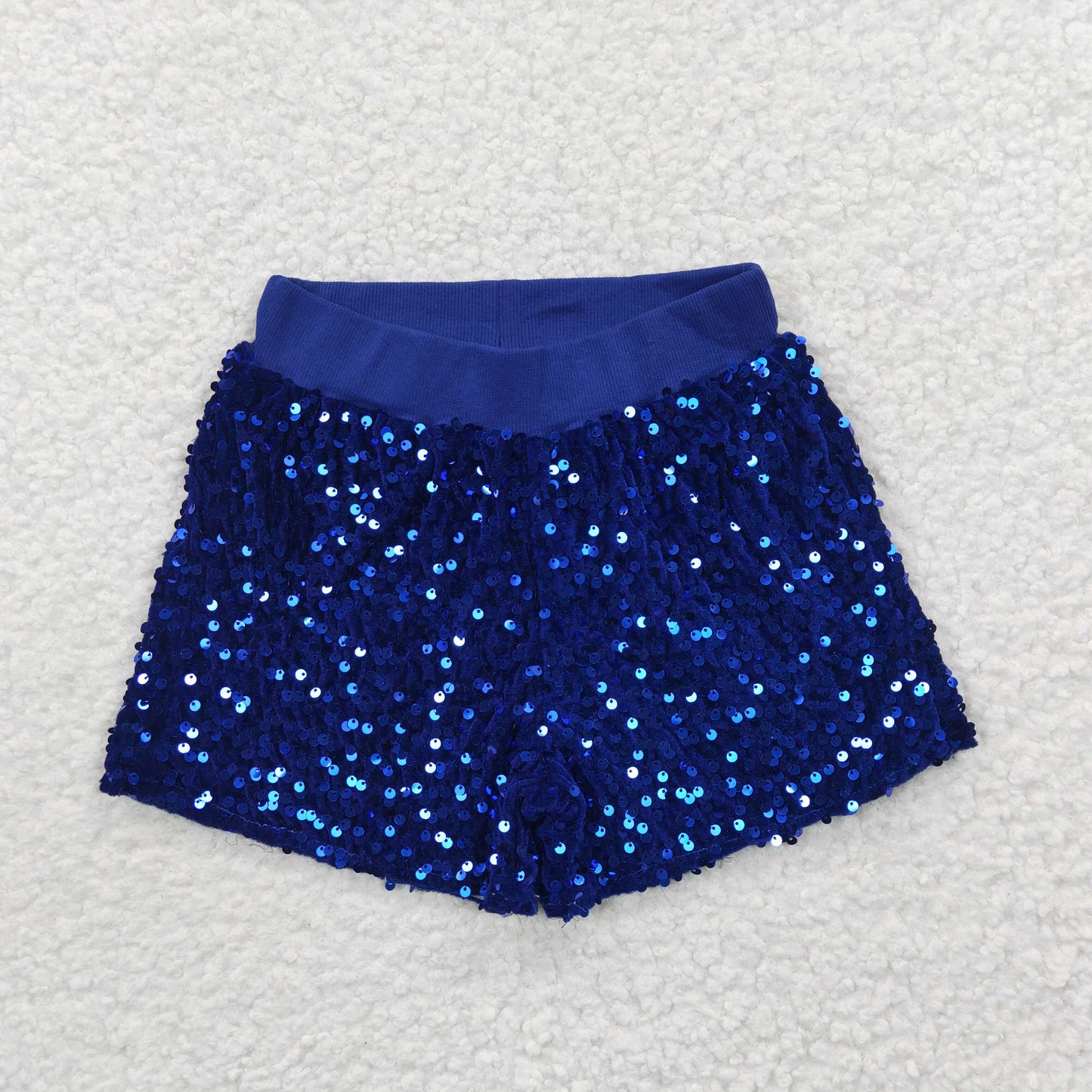 SS0038  Blue Sequin Kids Shorts Pants