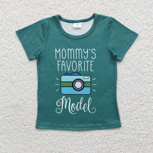 GT0162  Mommy's Favorite Model Blue Green Girls Short Sleeve Top T-shirts