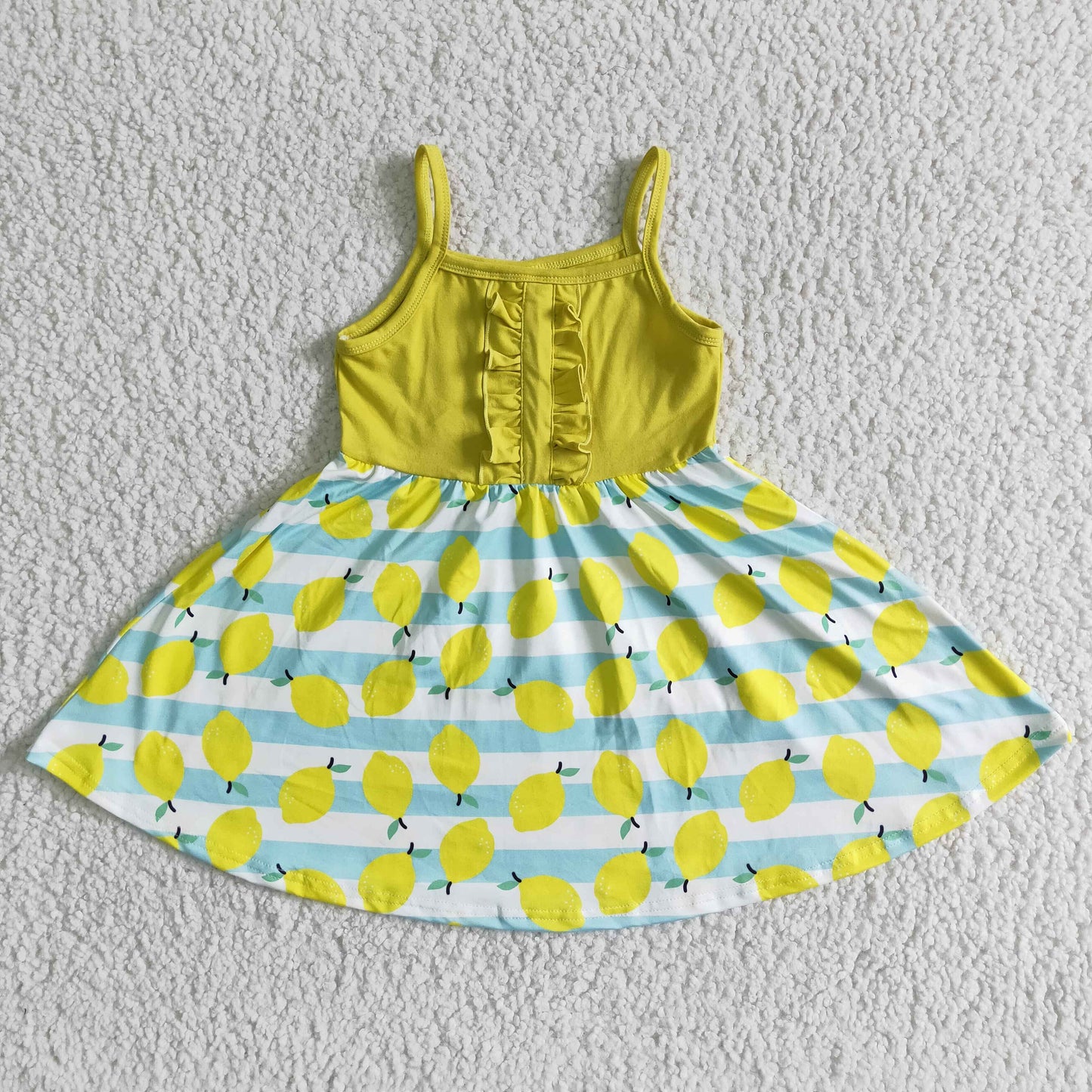 Clearance A13-2 Yellow Lemon Girls Sleeveless Dresses