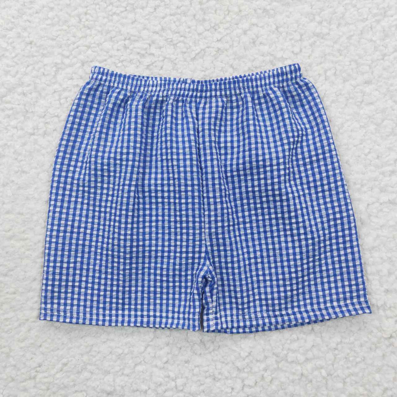 SS0074 Blue Plaid Ruffles Girls Shorts Pants