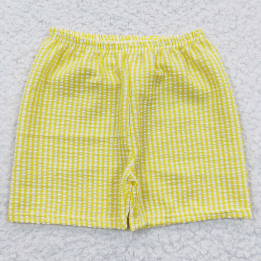 SS0077  Yellow Plaid Ruffles Boys Shorts Pants