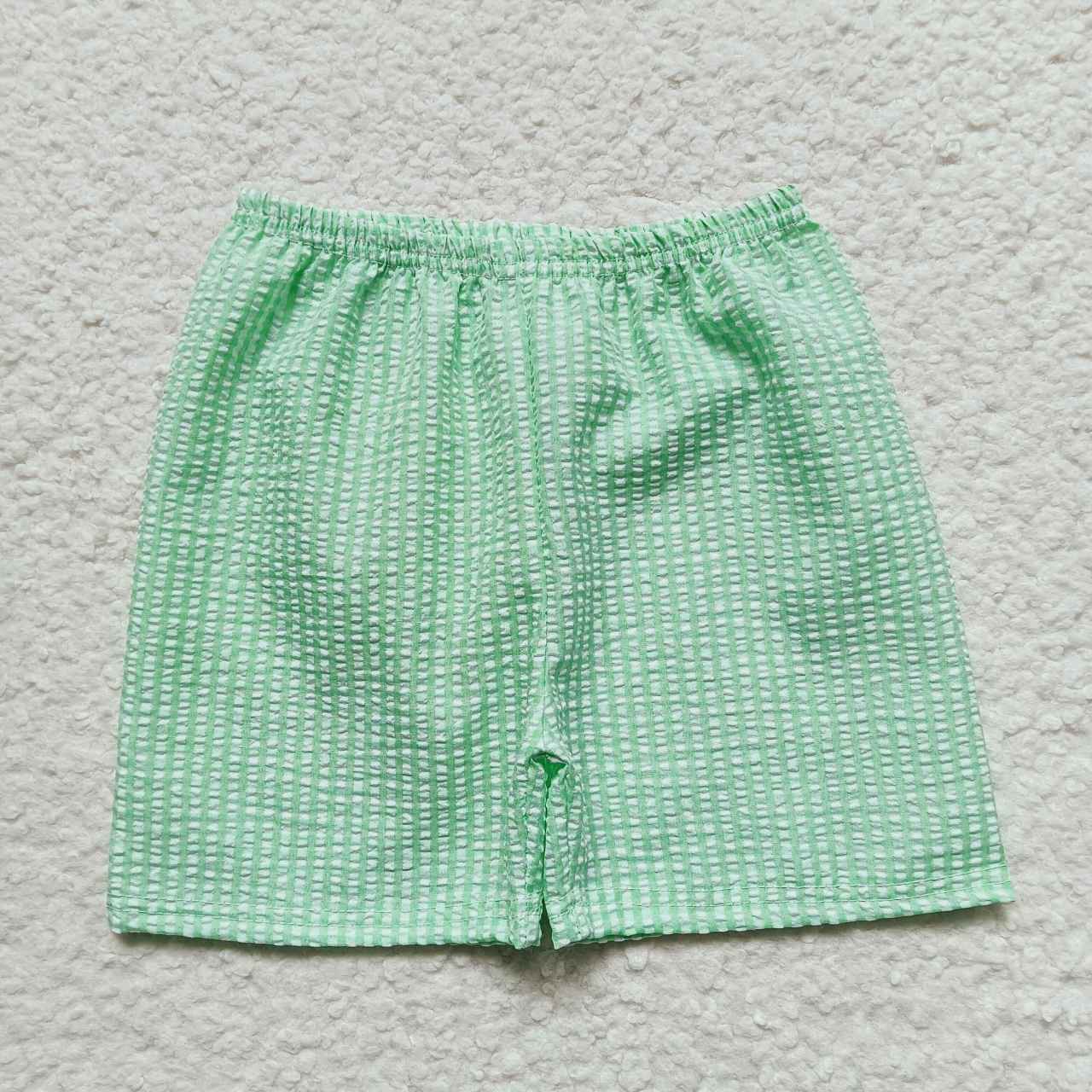 SS0078 Green Plaid Boys Shorts Pants