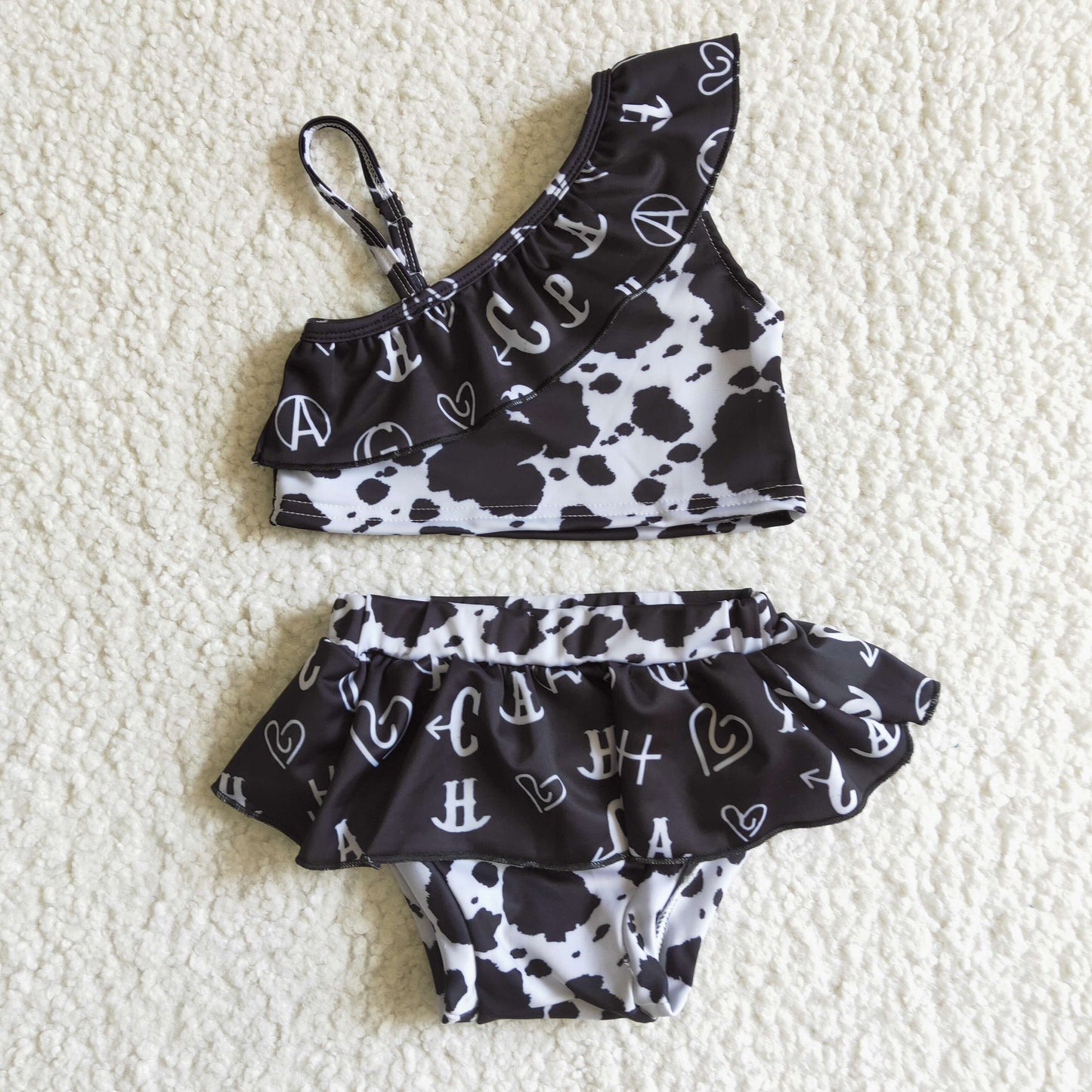 S0003 Black Letter Girls Swimming Bathing Suits Swimsuits