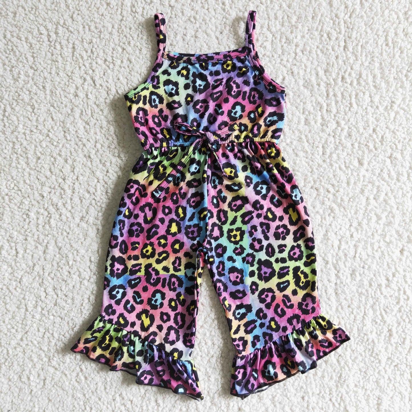 A7-3 Purple Leopard Girls Sleeveless Jumpsuit