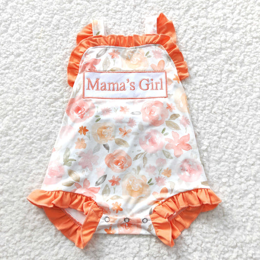 SR0330 Orange Pink Mama' Girl Plaid Girls Short Sleeve Romper