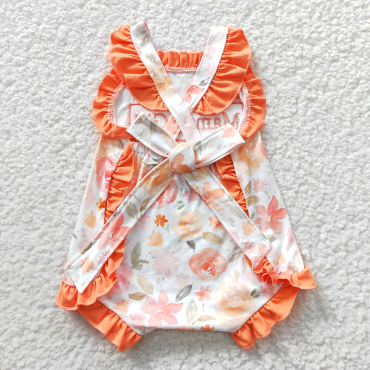 SR0330 Orange Pink Mama' Girl Plaid Girls Short Sleeve Romper