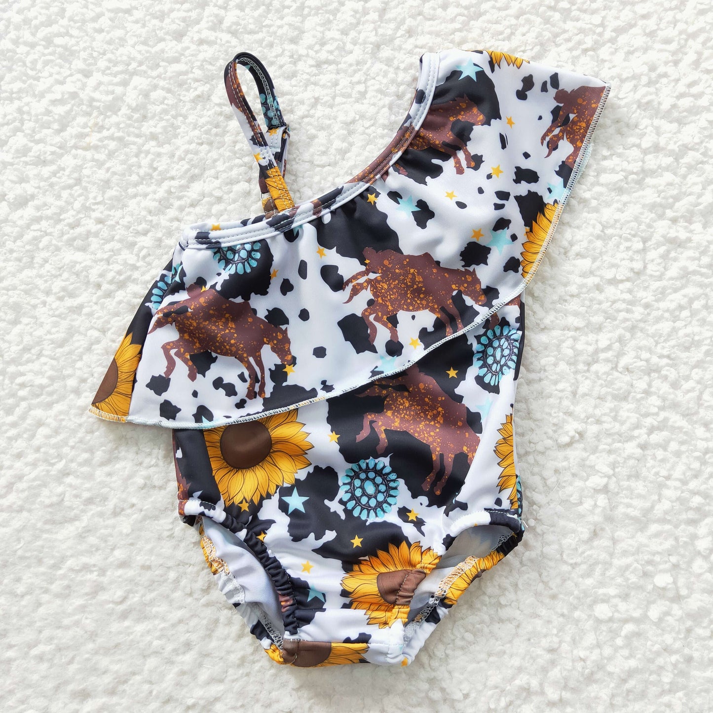 S0045 Sunflower Western Girls Swimming Bathing Suits Swimsuits