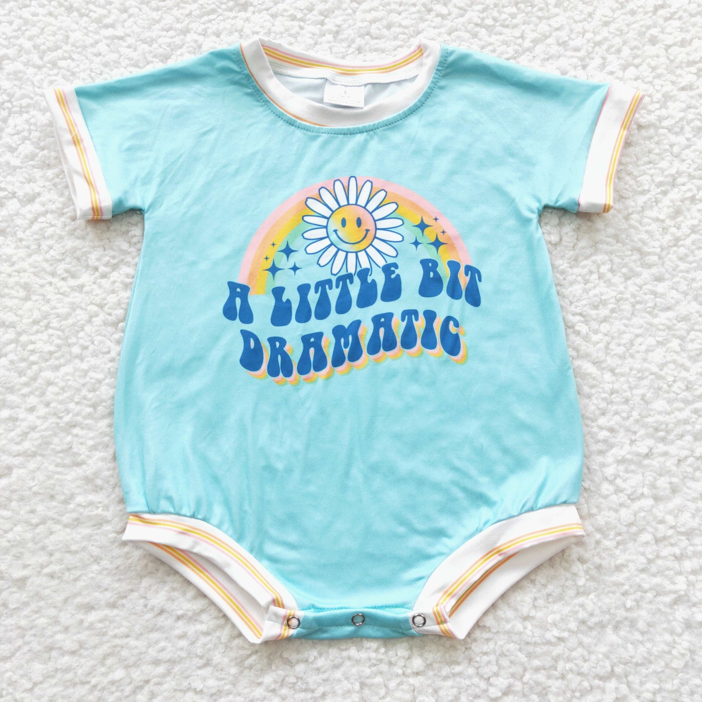 SR0339 Blue A Little Bit Dramatic Sun Sunshine Girls Short Sleeve Romper