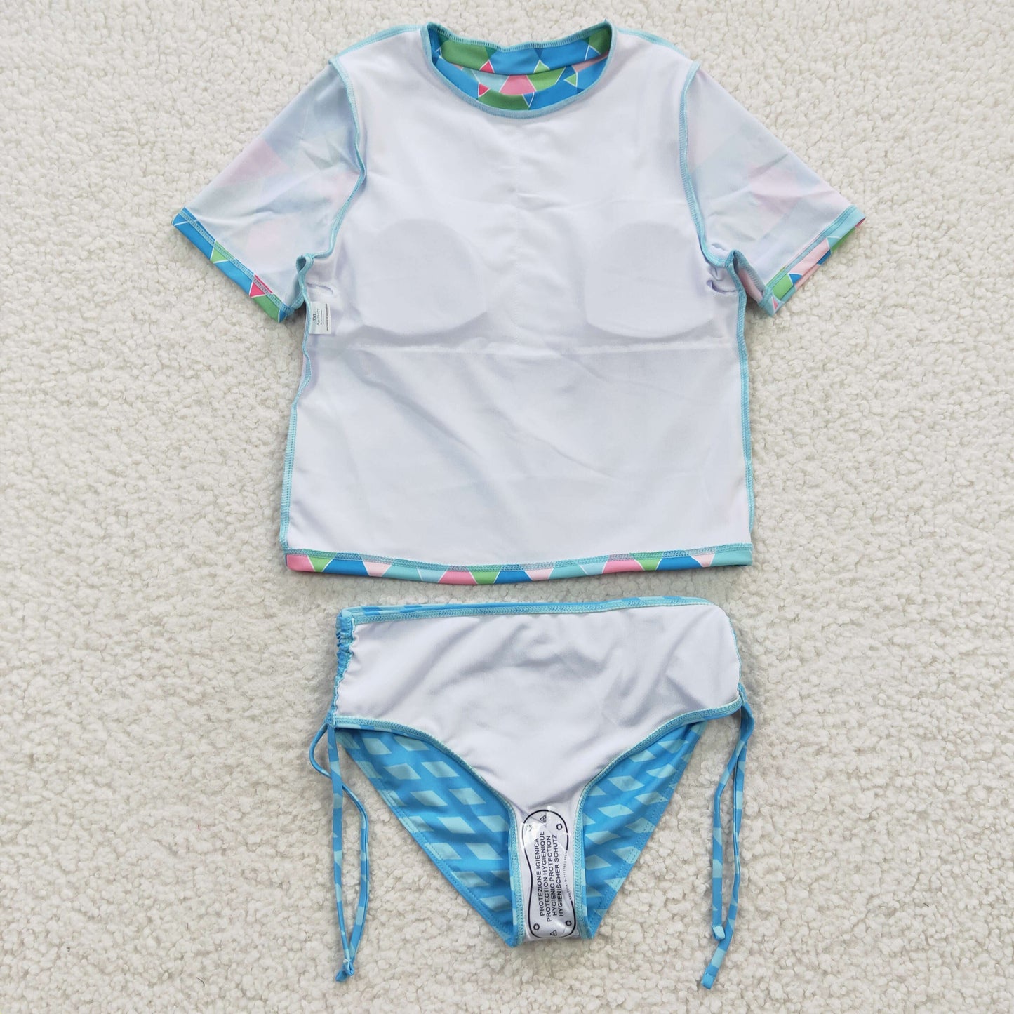 S0114  Blue Pink Scale Girls Swimming Bathing Suits Swimsuits